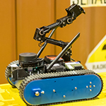 robot on caterpillar wheels